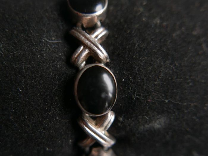Vintage Black Onyx Gemstone Handmade  Silver Jewelry Bracelet