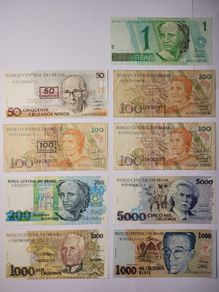 BRAZIL 1-5000 Cruzeiros 1990-1993 UNC 9notes