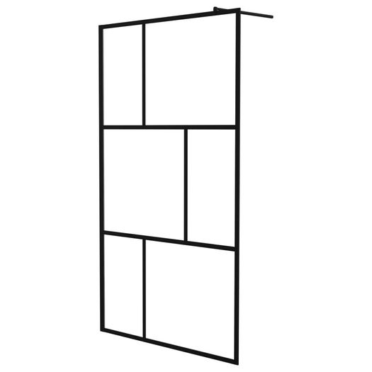Walk-in Shower Wall with Tempered Glass Black 115x195 cm