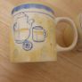 Mugs/Ceramic Mugs (4). .. "Ideal for Shelf Display in a Cafe or Kitchen"  Cream with Yellow and Blue Image 4