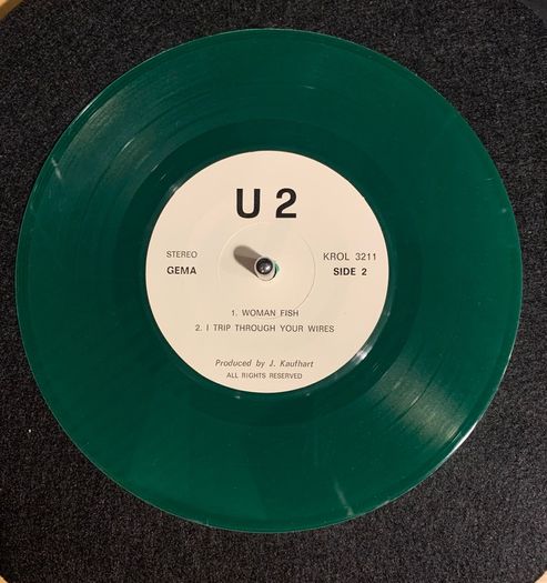 U2 - J Adams Where Are You Now, [Par Records], 7" Four track Green Vinyl