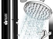 Solar Shower 20 Litres Solar Garden Shower Warm Water Pool Shower Camping No Power Connection with Tap and Rain Shower Head Garden Hose Connection,