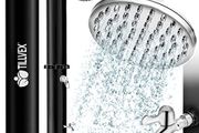 Solar Shower 20 Litres Solar Garden Shower Warm Water Pool Shower Camping No Power Connection with Tap and Rain Shower Head Garden Hose Connection,