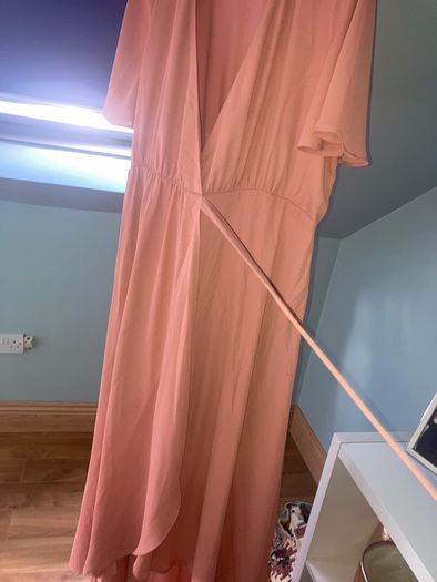 Long wedding guest/bridesmaid maxi dress blush pink/peach tone