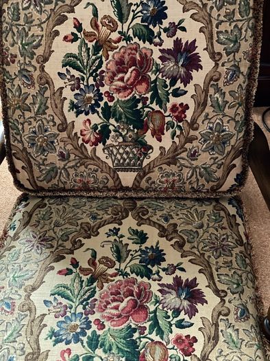 Ercol Victorian Tapestry Revival Old Colonial Yorshire Tall back Armchairs Set