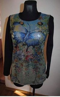 Black long sleeve sequin front lovely top size UK10/12 EU38/40 Postage included