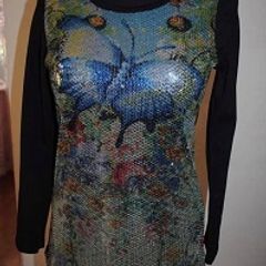 Black long sleeve sequin front lovely top size UK10/12 EU38/40 Postage included