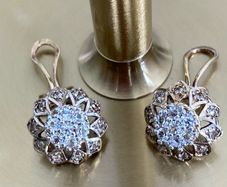 Vintage Diamond Daisy Cluster Earrings