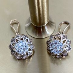 Vintage Diamond Daisy Cluster Earrings