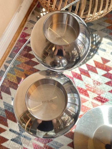 Pair of Vintage 90's Ikea Aluminium Nassjo Sphere Candle Holders