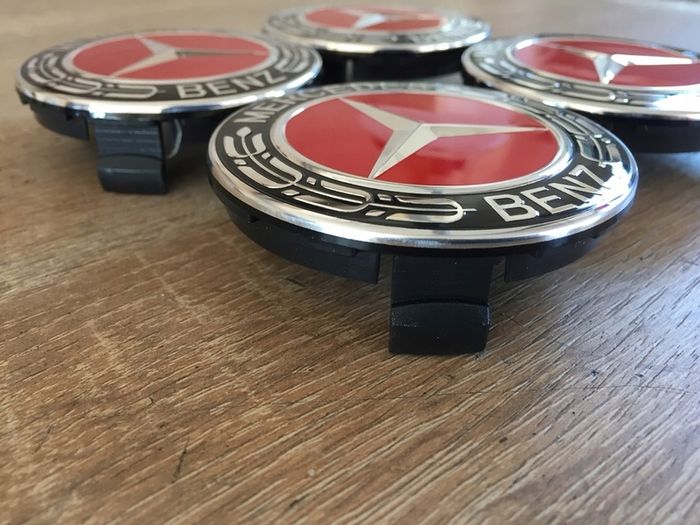 RED 75mm Mercedes wheel Caps 4pcs A1714000025