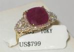5.63 ctw. Genuine Ruby & Diamond Engagement  10K Gold Ring