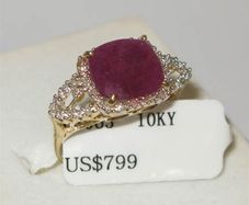 5.63 ctw. Genuine Ruby & Diamond Engagement  10K Gold Ring