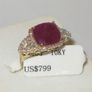 5.63 ctw. Genuine Ruby & Diamond Engagement  10K Gold Ring Image 2