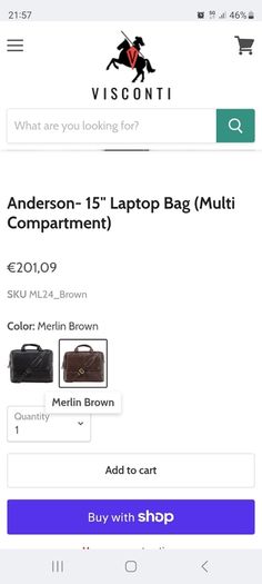 Visconti mens laptop bag