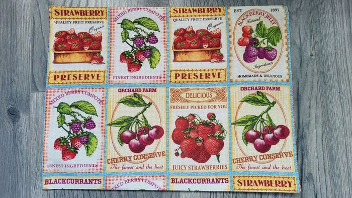 Handmade Placemats." Summer fruits, Farmers Market, Mediterranean Herbs"