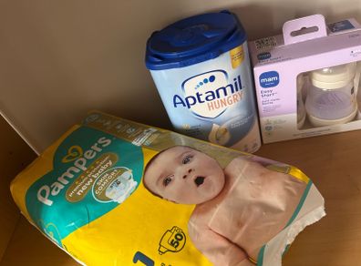 Baby bundle essentials(Aptamil, mam bottles, pampers) brand new