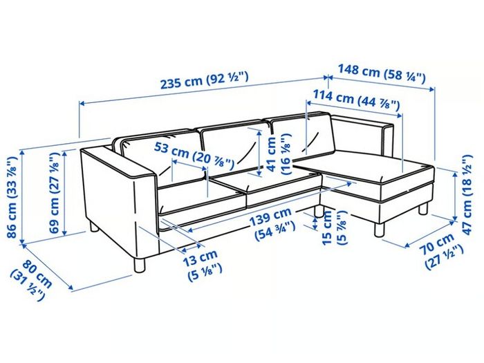 IKEA PARUP 3 seat Sofa with Chaise Longue