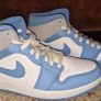 Nike Air Jordan 1 Mid University Blue Grey Shoes Image 3
