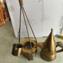 Vintage Kenyan Brass Coffee Pot Dallah Set / African Travelling Kettle Image 6