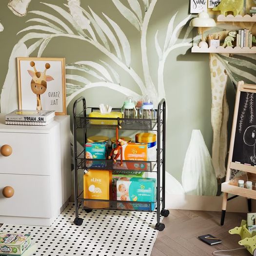 Brand New WELDUN Kitchen Trolley with 3 Tiers, Metal Shelf on Wheels with Handle.