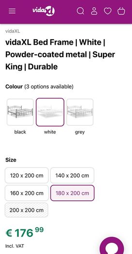 Beautiful White Metal Design Bed Super King not Double