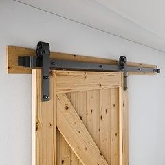 Sliding Barn Door Kit 6FT/183CM Black Heavy Duty Barn Door Sliding Hardware Track Kit for Single Wood Door 91.5CM Wide