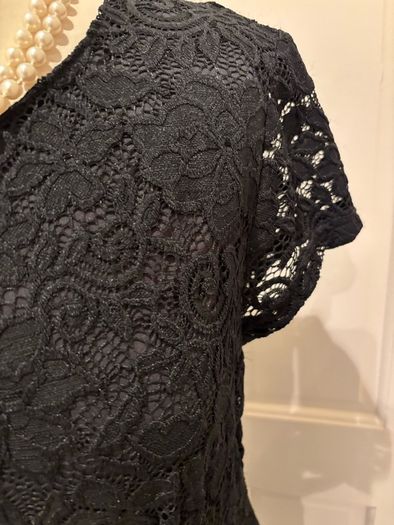 Selected Femme Black Lace Fully Lined Dress - Size 12