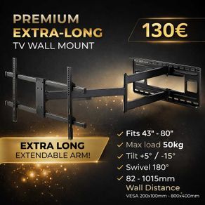 Tv Wall Mount Bracket Tilt Swivel Long Arm 37-80"