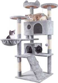 NEW SALE | Cat Tree, 151cm Cat Scratching Post Stable Cat Tower for Large Cat, Activity Centre Cat Climbing Tree with 2 Cat House, Hammock, 4 Sisal Posts, Ladder, and Rest Place for Indoor Cat