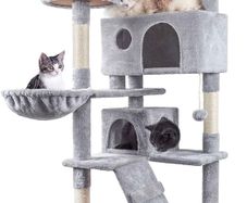 NEW SALE | Cat Tree, 151cm Cat Scratching Post Stable Cat Tower for Large Cat, Activity Centre Cat Climbing Tree with 2 Cat House, Hammock, 4 Sisal Posts, Ladder, and Rest Place for Indoor Cat