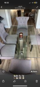 Glass and chrome dining table