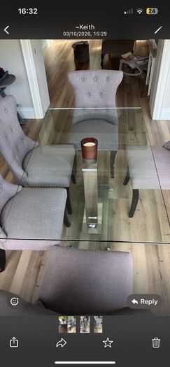 Glass and chrome dining table