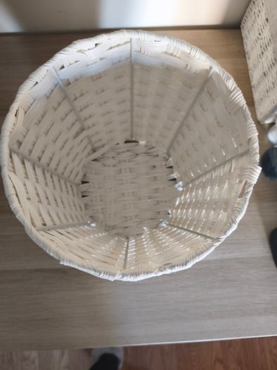 White Woven Waste Basket / Storage Basket