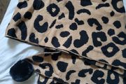 Long scarf shawl with animal print NEW black and beige