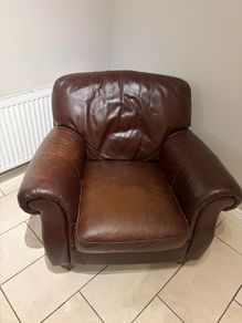 Brown leather armchair