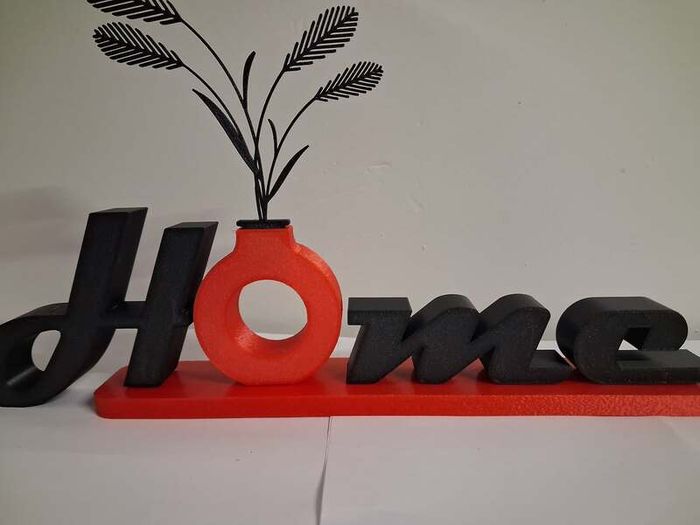 3D Printed "Home" Sign Home Decor with Vase