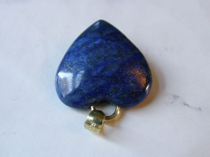 Lapis Lazuli Heart Pendant 925 Sterling Silver Blue Gemstone Cabochon Inset 25mm