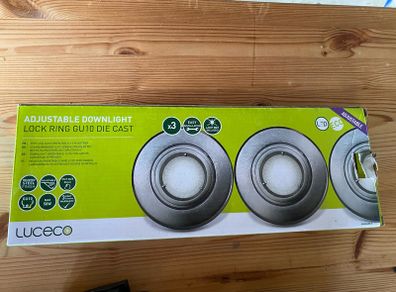 Luceco Eco Matt Silver Stainless steel effect Fixed LED Fire-rated Warm white Downlight 5W IP65