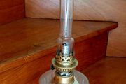 antique French crystal glass oil lamp, works