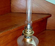 antique French crystal glass oil lamp, works