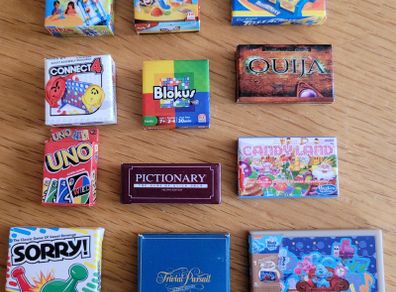 Dolls house - boardgames and boxed toys.. incl Miccro toys and mini brands