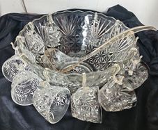 Vintage Glass Punch Bowl Set
