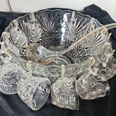 Vintage Glass Punch Bowl Set
