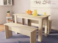 main image for ad Dining Table and Benches 3 Pieces Chipboard Oak
