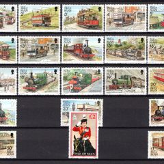 1988 Isle of Man Manx Railways and Tramways and Queen's Portrait Definitive Stamps Mint Never Hinged (MNH)