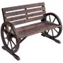 Wooden Cart Wagon Wheel 2 Seater Garden Bench Outdoor Garden Armrest Chair Rustic High Back Loveseat (FREE POSTAGE) Image 8