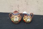 Brown vintage china sugar milk jug postage possible