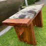 solid wood bench with high quality cowhide Image 3
