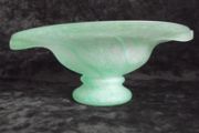 Vintage Green glass, footed glass bowl